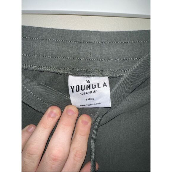YoungLA Womens Jogger Sweatpants size Large Army Green Pull on Elastic Waist - Picture 3 of 4